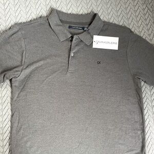 Calvin Klein Polo Size XL (18-20) Grey/ Short Sleeves